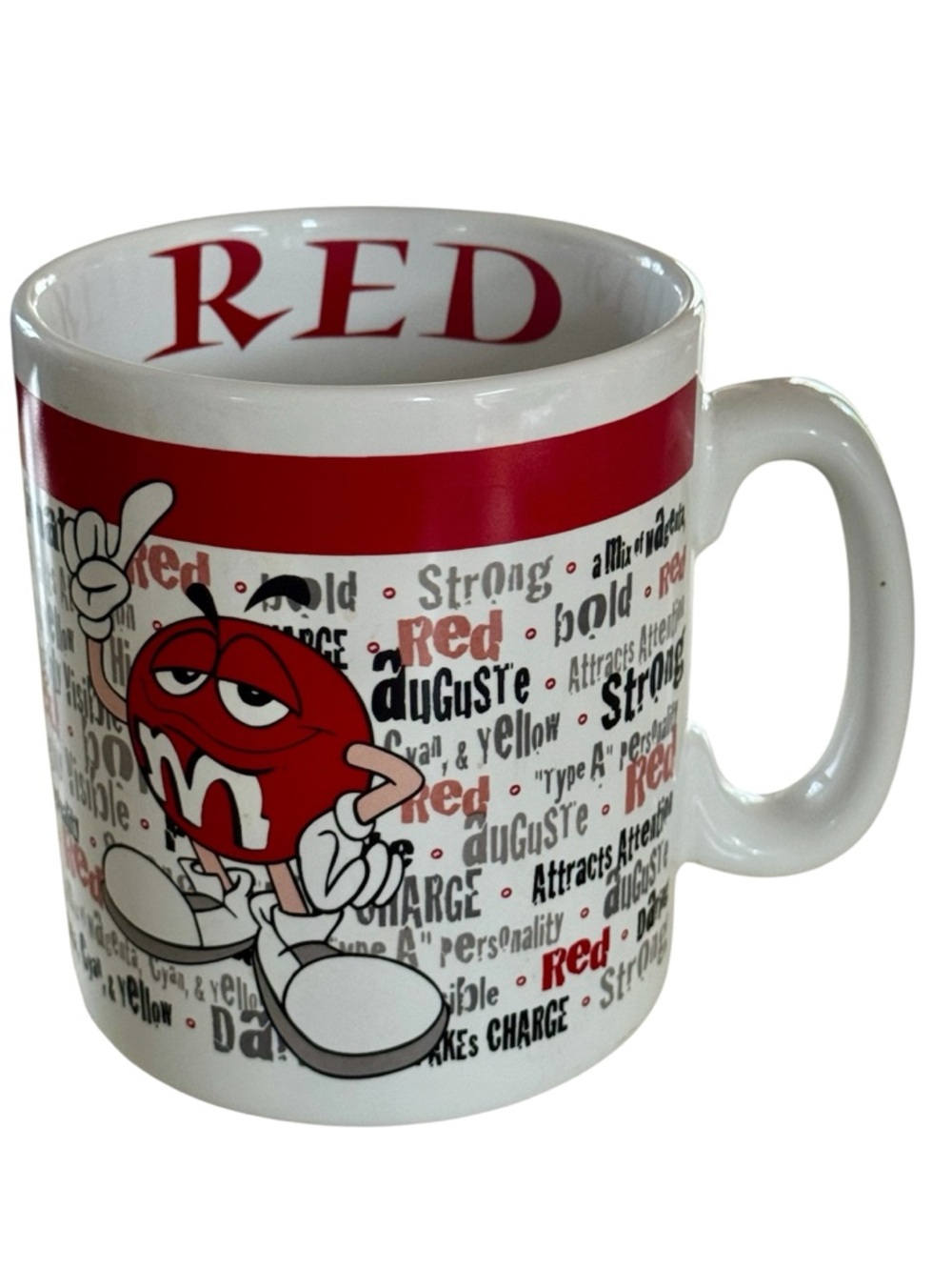 Giant M&M'S Red Character Word-Cloud Ceramic Mug - Red & White